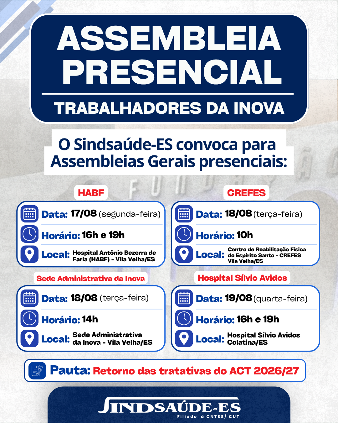 📢 RODADA DE ASSEMBLEIAS COM OS TRABALHADORES DA FUNDAÇÃO INOVA