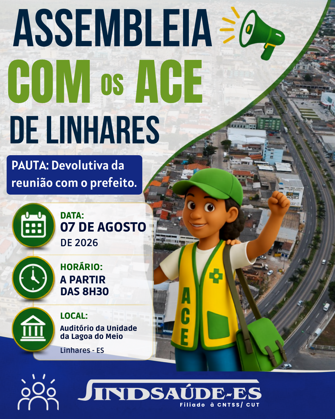 📢 Convocação | Assembleia dos Agentes de Combate às Endemias de Linhares.
