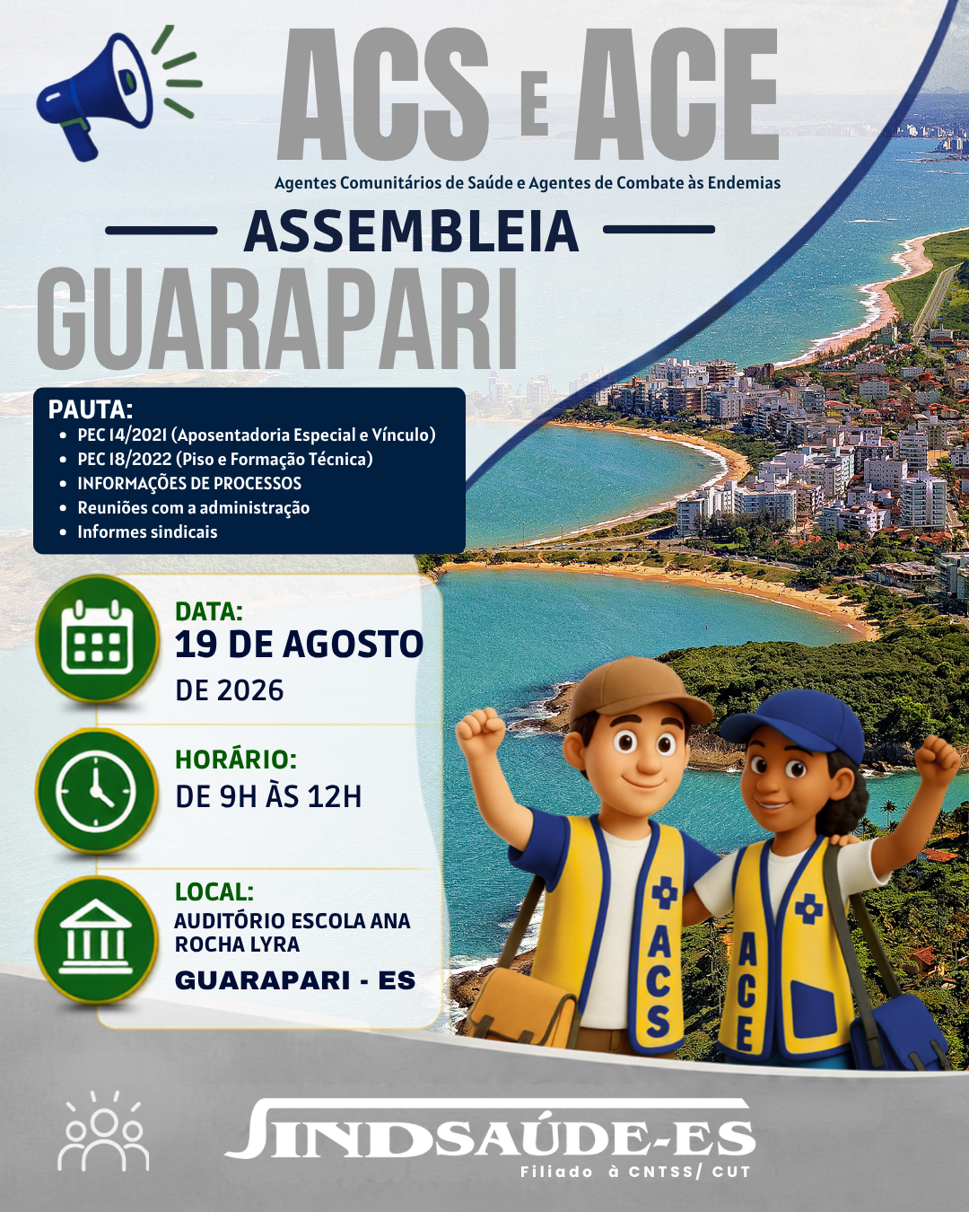 📢 CONVOCAÇÃO PARA ASSEMBLEIA DOS ACS E ACE DE GUARAPARI