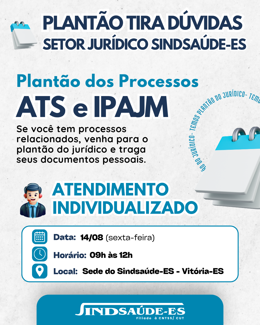 ⚖️ PLANTÃO JURÍDICO SINDSAÚDE-ES | TIRE SUAS DÚVIDAS