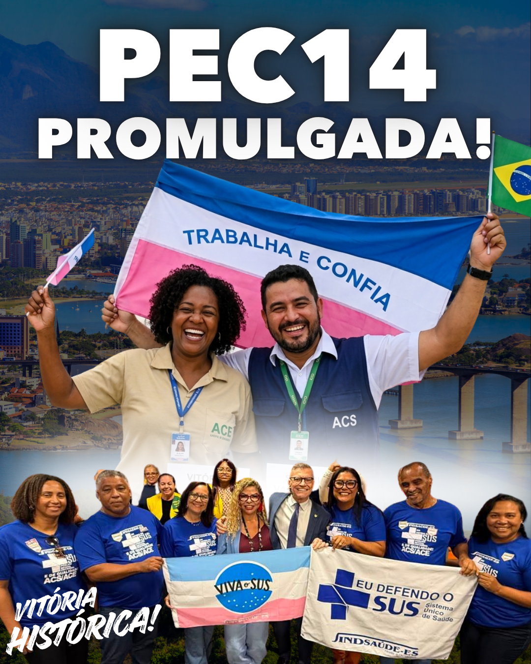 PEC 14 vira Emenda Constitucional nº 140 após anos de luta. O Sindsaúde-ES teve participação ativa na mobilização em Brasília